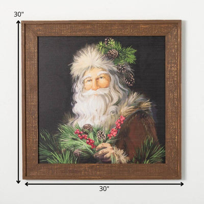 Framed Pine Santa Wall Decor