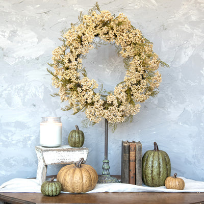 18" Cream Queen Anne Lace Wreath