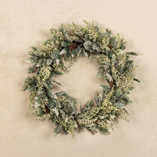 20" Frosted Holly Wreath