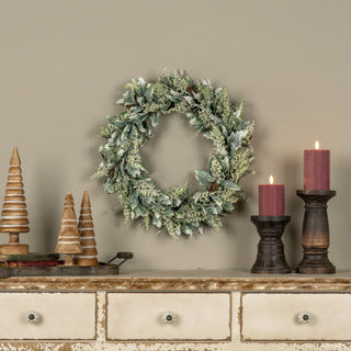 20" Frosted Holly Wreath