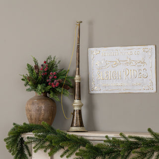25.5" Glittered Gold Horn Ornament