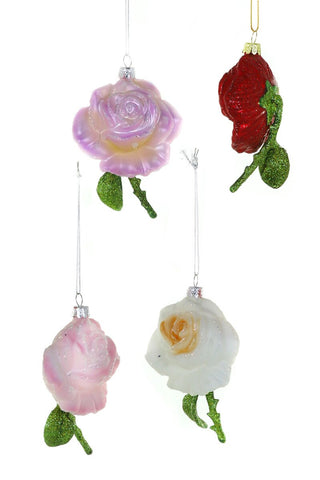 Cody Foster Glass Rose Ornaments - Choose Color