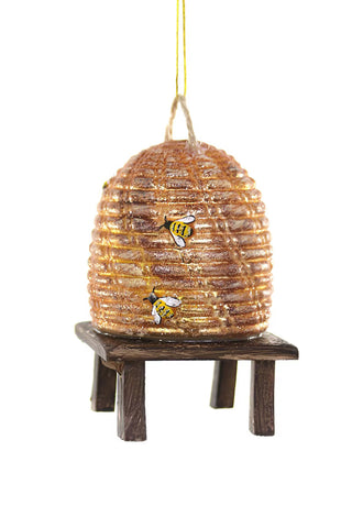 Cody Foster Glass Farmstand Bee Skep Ornament