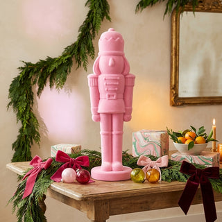 Pink Flocked Nutcracker - Choose Size
