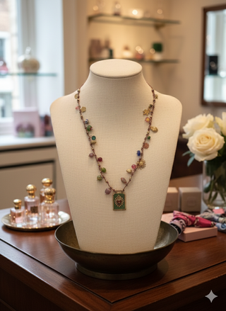 Flaming Heart Multi Charm Colorful Necklace