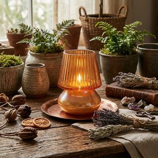Ribbed Lamp Candle - Woodfire