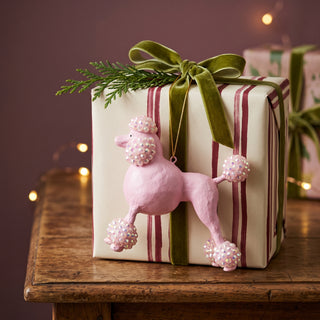 Cody Foster Beaded Pink Poodle Ornament