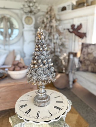 Glittered Pinecone and Acorn Tree on Pedestals - Choose Size