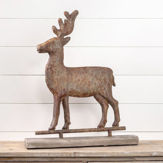 Weathered Deer on Wooden Base