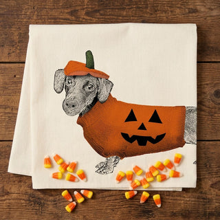 Halloween Dachshund Flour Sack Tea Towel