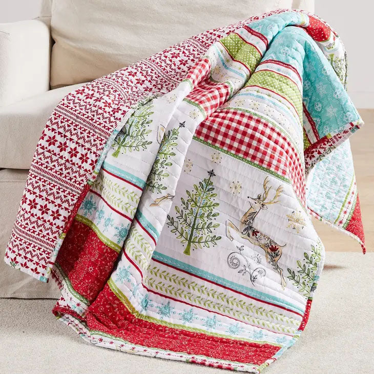 Comet And Cupid Holiday Reversible Quilted Throw