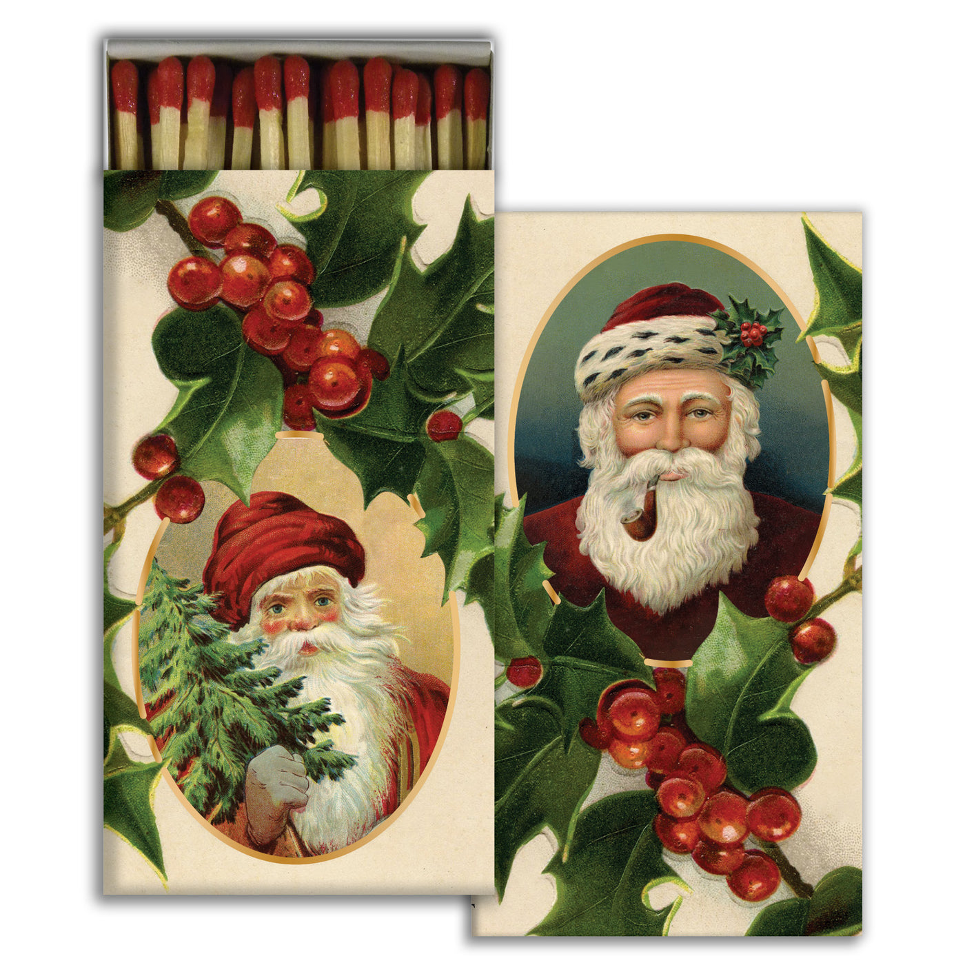 Holly and Santa Design Safety Matches