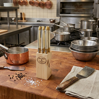 Jean Dubost 6 Steak Knives in Wooden Block