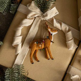 Deer Wrapped In Christmas Lights Ornament