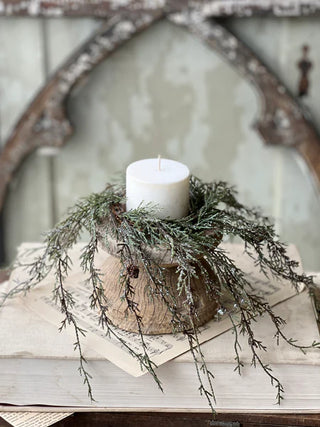 12" Weeping Cedar Candle Ring Wreath
