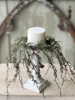 12" Weeping Cedar Candle Ring Wreath