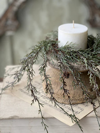 12" Weeping Cedar Candle Ring Wreath