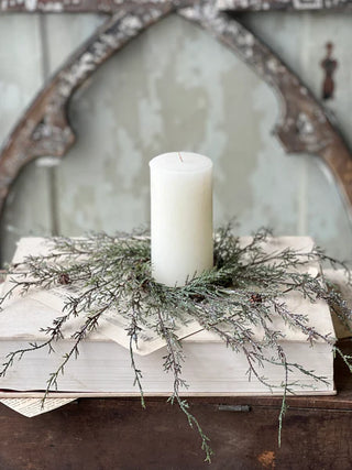 12" Weeping Cedar Candle Ring Wreath