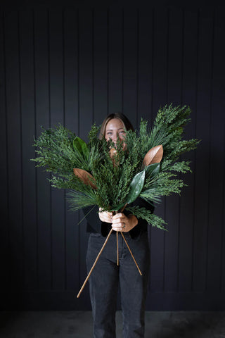 Magnolia Norfolk Cypress Mixed Real Touch Stem - Choose Size