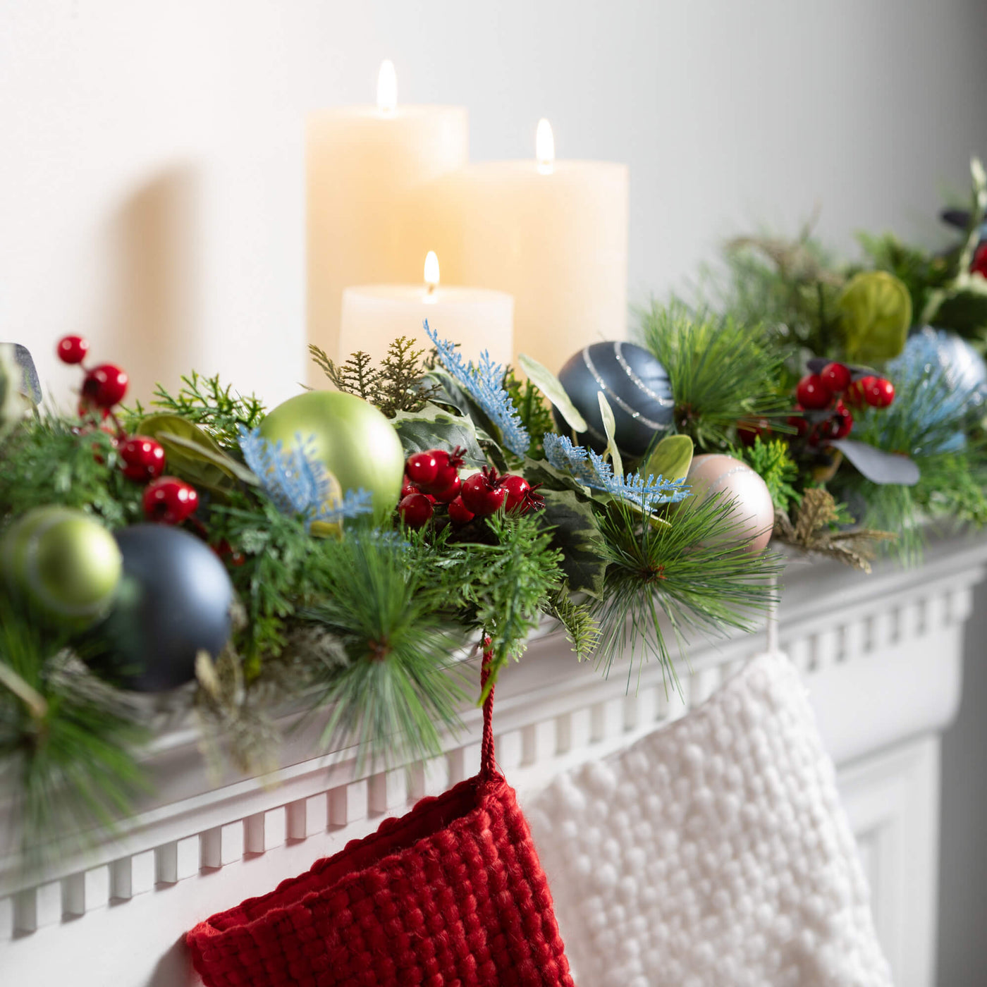 Mixed Christmas Ball and Pine Garland