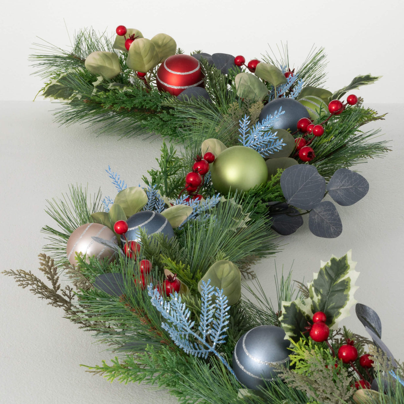 Mixed Christmas Ball and Pine Garland