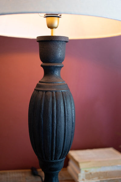 SI - Black Turned Mango Wood Table Lamp