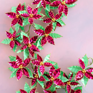 60” Glitterville Brand Metallic Poinsettia Garland