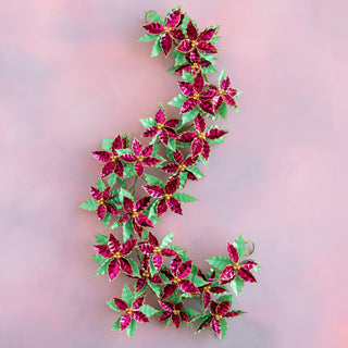 60” Glitterville Brand Metallic Poinsettia Garland