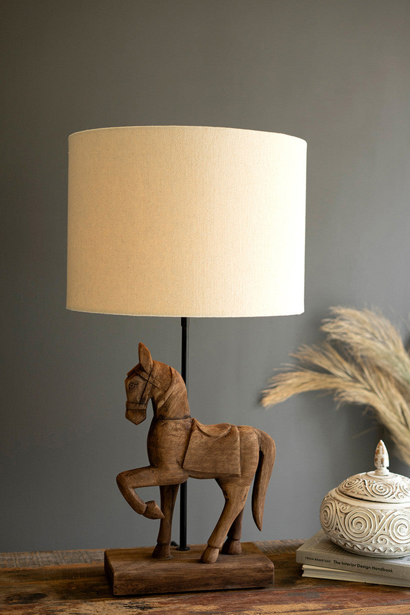 Wooden Horse Table Lamp