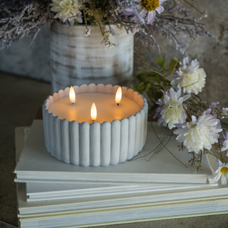 3" Grey Cement 3 Wick Flameless Wax 3D Candle