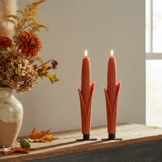 Set of 2 12" 3D Flame Corn Taper Candles