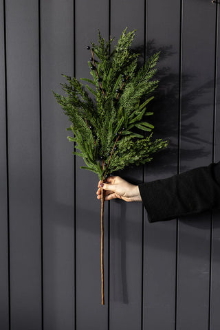 Navy Plum Berry Norfolk Cypress Real Touch Stem - Choose Size