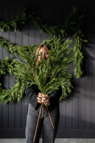 Navy Plum Berry Norfolk Cypress Real Touch Stem - Choose Size