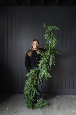 9' Norfolk & Cypress Mix Faux Garland