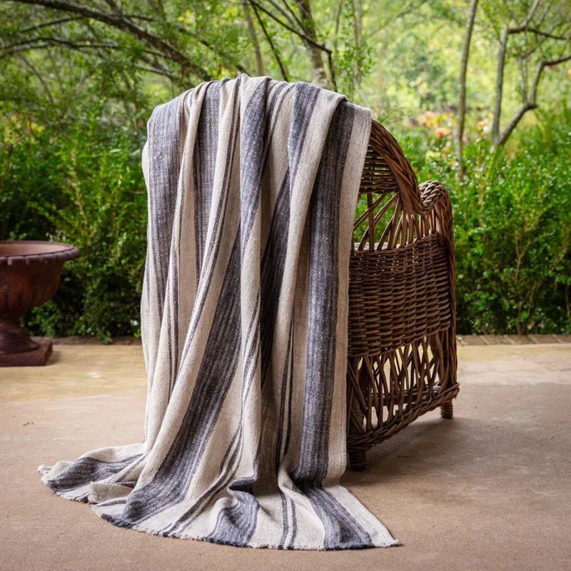 The Blue Striped Throw Blanket Cotton & Crete