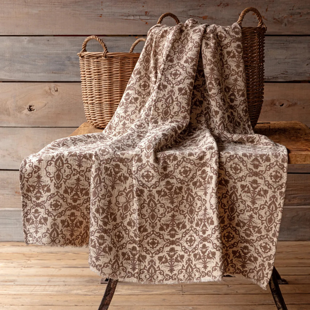 Millet Botanical Print Cotton Throw