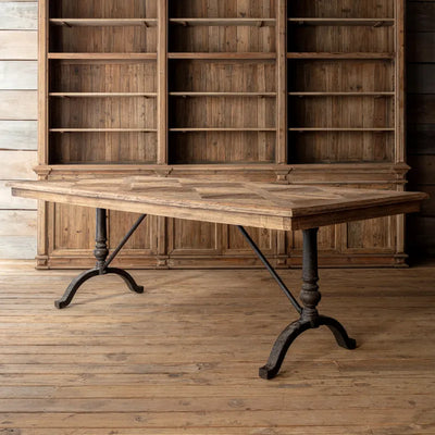 Reclaimed Oak Parquet Top Dinning Table