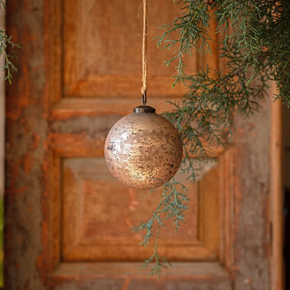 Cameo Antique Foil Glass 4" Etched Ball Ornament