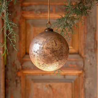 Cameo Antique Foil Glass 6" Etched Ball Ornament