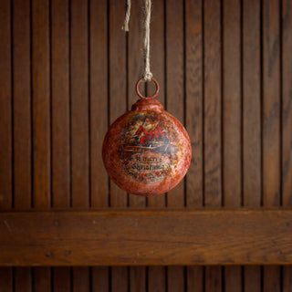 Merry Christmas Santa Metal Red Ball Ornament - Choose Size