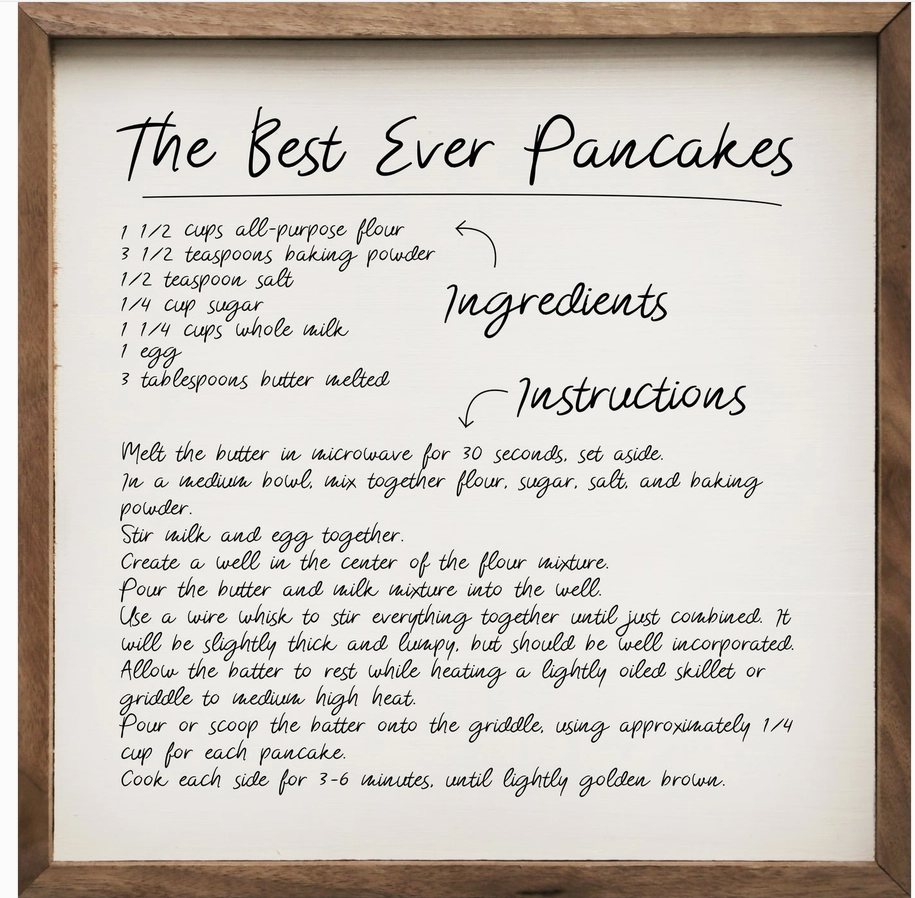 Best Ever Pancakes Recipe Wall Decor