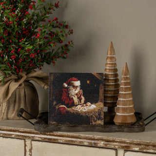 8" Praying Santa & Jesus Print Wall Decor
