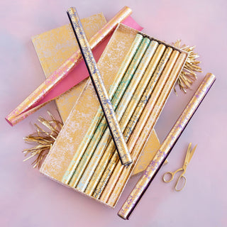 Glitterville Gold Leaf Wrapping Paper Gift Box with 10 Rolls
