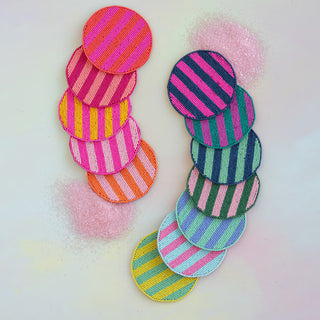Glitterville Round Stripe Beaded Coaster - Choose Color