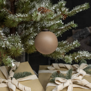4" Glass Beige Kugel Ornament
