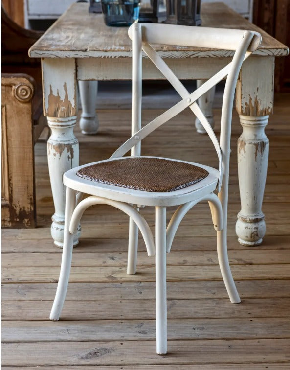 The White Painted Wooden Cross Back Chair