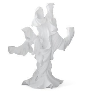 White Draped Ghosts 3-Taper Candleholder