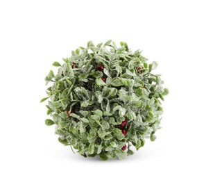 5" Glittered Mistletoe Orb with Red Berries