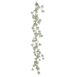 60" Glittered Mistletoe Garland with Red Berries