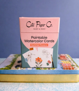 Paintable Watercolor Card Deck - Summer Flowers